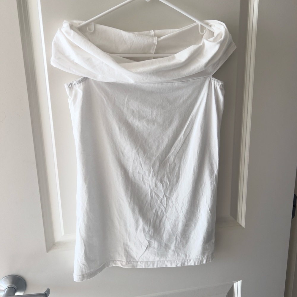 Y’s Yohji Style Draped Shoulder Casual Relaxed Sleeveless Asymmetric Cropped Top
